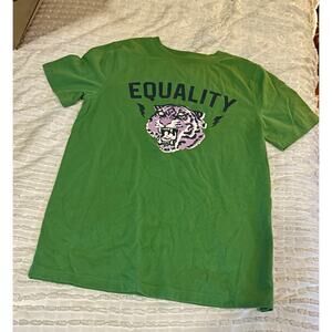 Art Class Kids T Shirt Green “Equality” Design With Tiger Design Size XXL Unisex